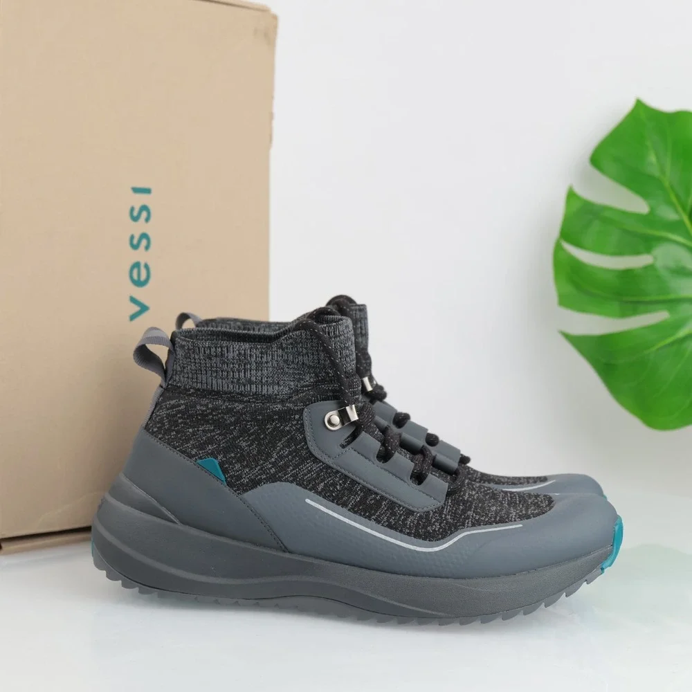 Vessi Mens Stormburst High Top Sneaker Boot Size 10 Waterproof Gray Lace Up Shoe